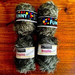 Schachenmayr Brazilia Yarn Bundle and Funny Pelsgarn Greens Lot of 4